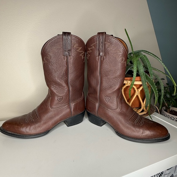 Ariat Brown Leather Western Cowboy Boots Men’s 10.5D Roper Ranch Boots - Picture 6 of 14